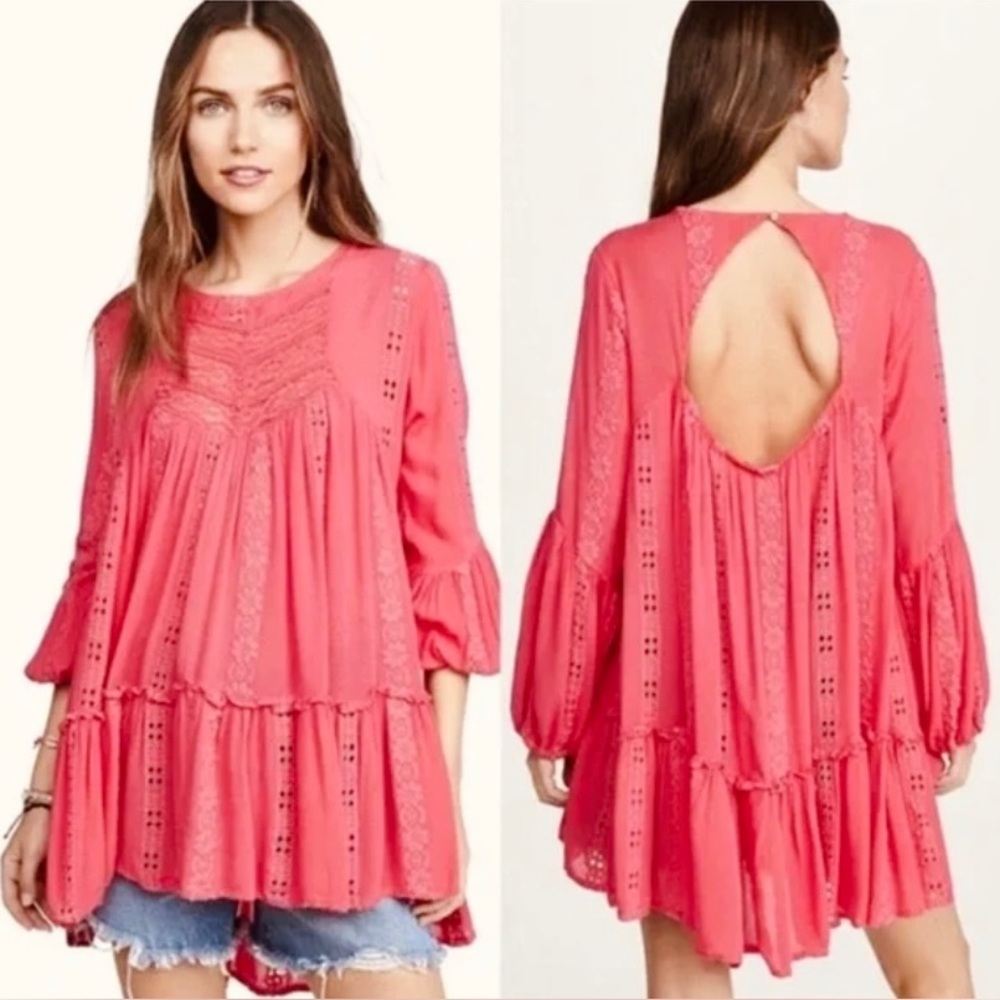 Free People Coral Bishop Sleeve Tunic Dress Size XS